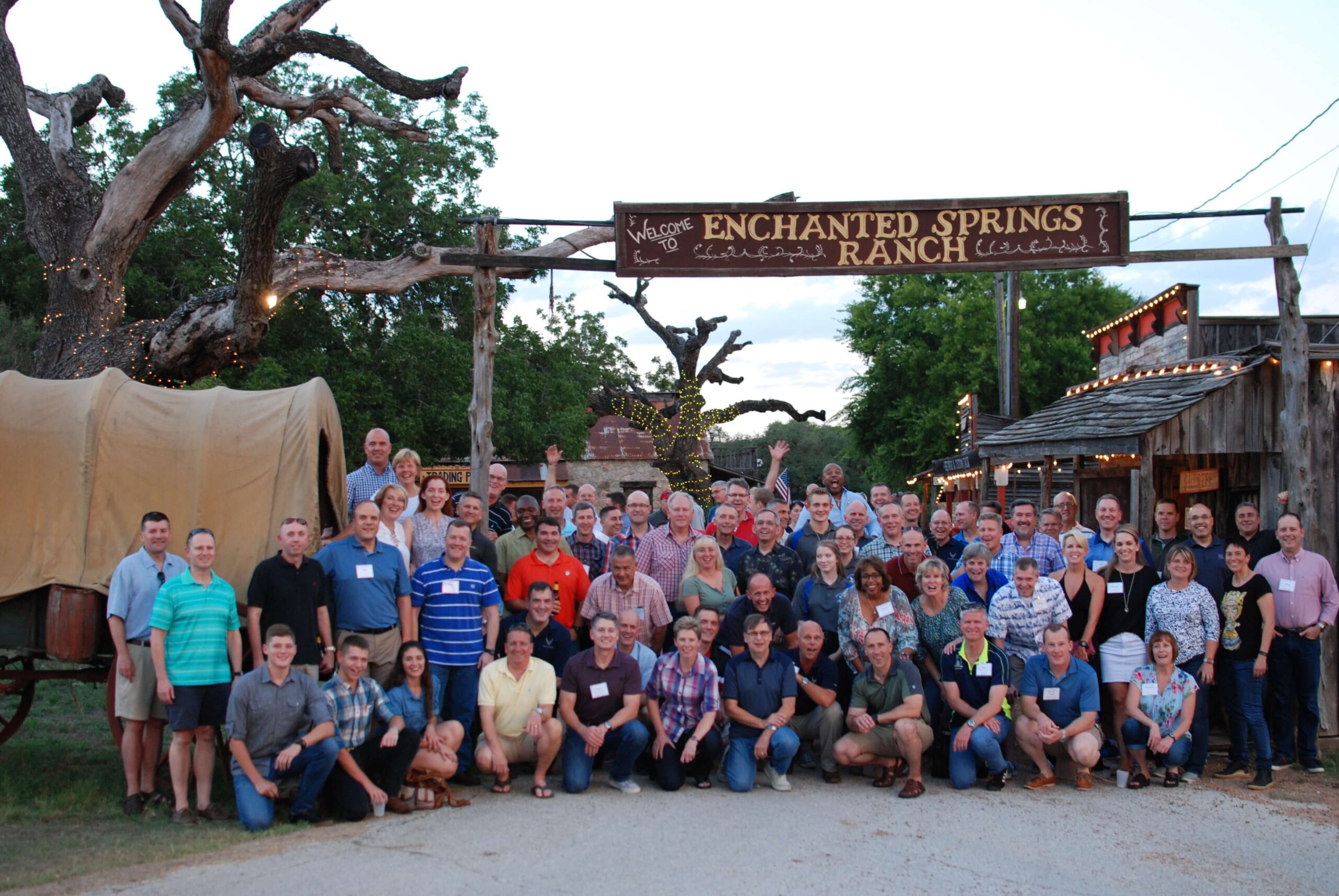 ESR-Venue-Outdoor-CompanyPicnic11 Army base guests enjoying a company picnic at Enchanted Springs Ranch